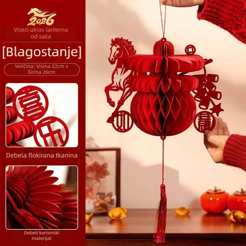 3D papirnate lampice sa simbolom Dvostruka sreća, ukrasne honeycomb kuglice za vrata i zid – proljetna dekoracija