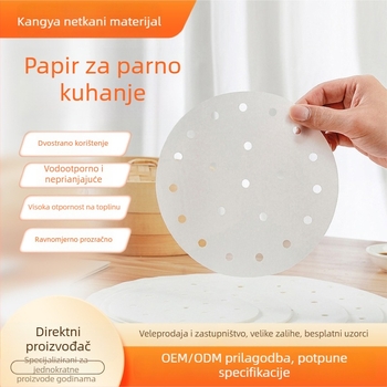 Jednokratni papir za paru, nelepiv, s premazom silikona, za parenje buns i knedle