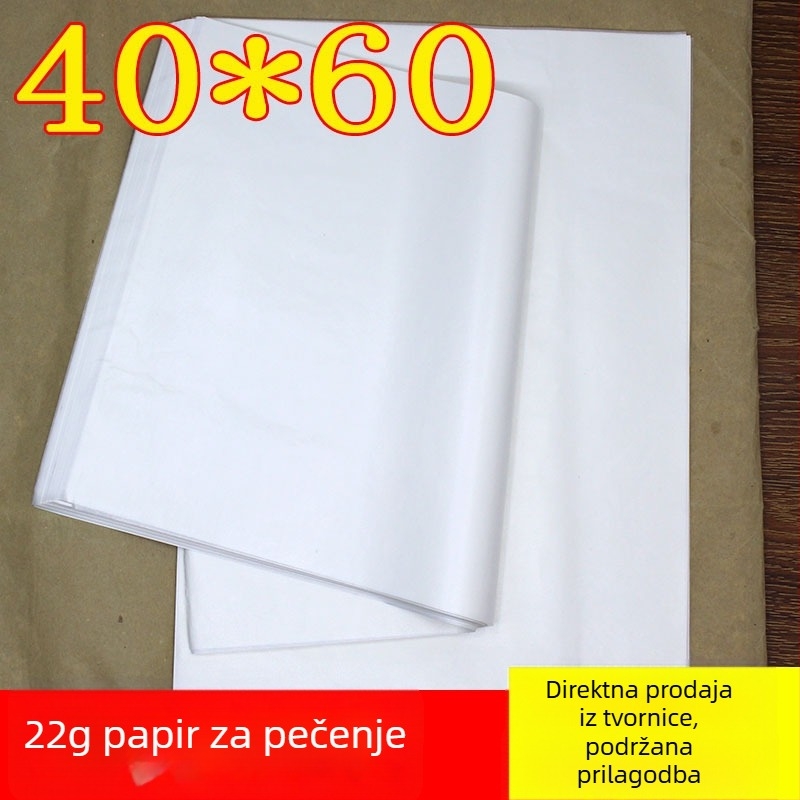 Kuhinjski papir s apsorpcijskim slojem ulja, 22 g/m², 40 × 60 cm, za kolače i pizzu