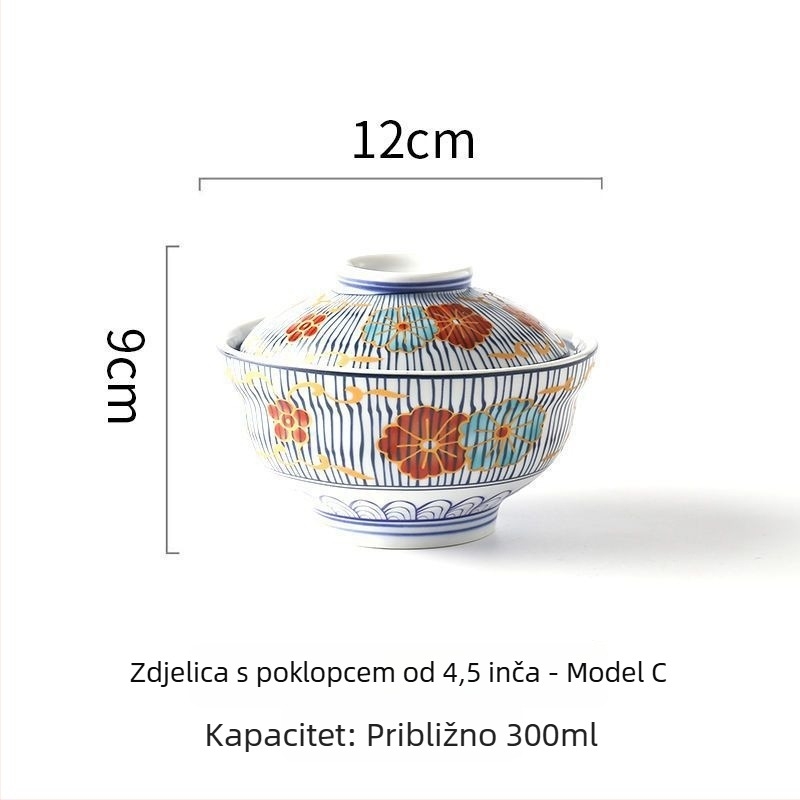 Japanski stil keramičke zdjele s poklopcima za juhe, nudle, gulaš, parena jaja i rižu