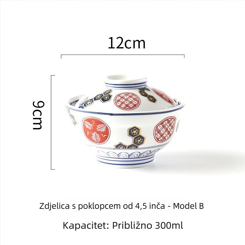 Japanski stil keramičke zdjele s poklopcima za juhe, nudle, gulaš, parena jaja i rižu
