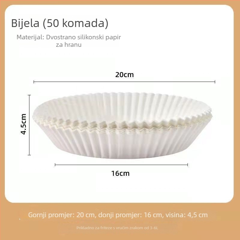 Pergament papir za air fryer s slojem apsorpcije ulja, silikon papir za pečenje, podloga za pećnicu, prehrambene kvalitete