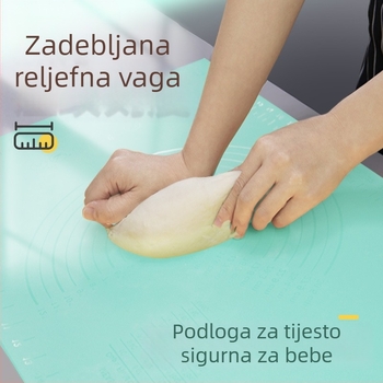 Silikonska podloga za mijesanje tijesta 60×40 cm s mjernim oznakama, protuklizna, za skladištenje