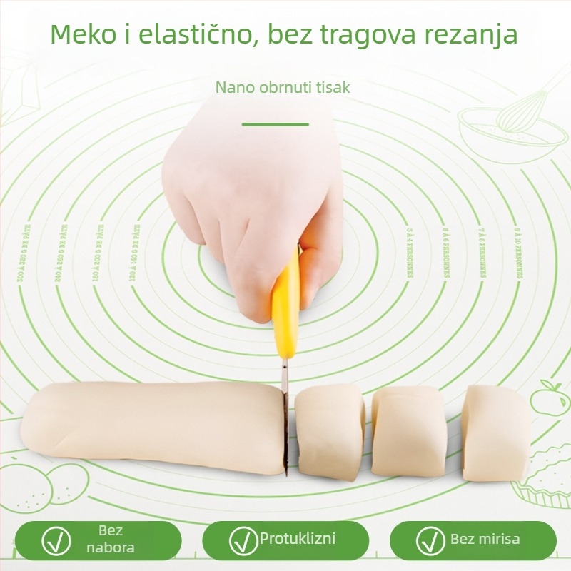 Silikonska podloga za mijesenje tijesta, hranjive kvalitete, debela, velika, protuklizna površina za kućnu kuhinju i pečenje