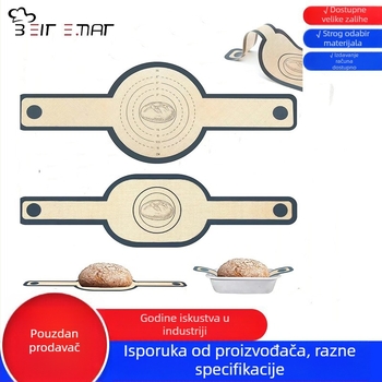 Silikonska podloga za tijesto za kruh, daska za mijesanje i prijenos tijesta, kompatibilna s air fryerom, duga drška, holandska podloga za pečenje
