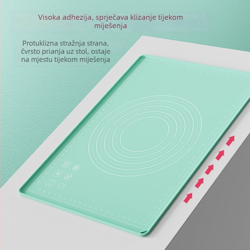 Silikonska podloga za mijesenje tijesta s plehom za pečenje i daskom za rezanje, kuhinjska daska za tijesto, silikona za hranu, antibakterijska, vodootporna, jednostavna za čišćenje