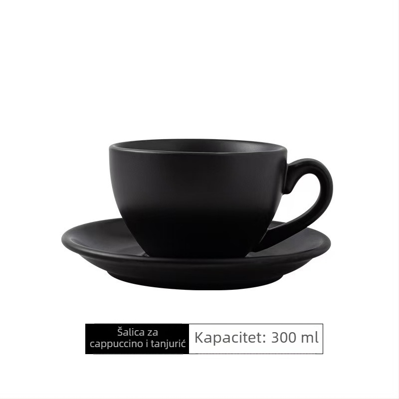 Set šalica za kavu latte art, keramičke, crne, za parove