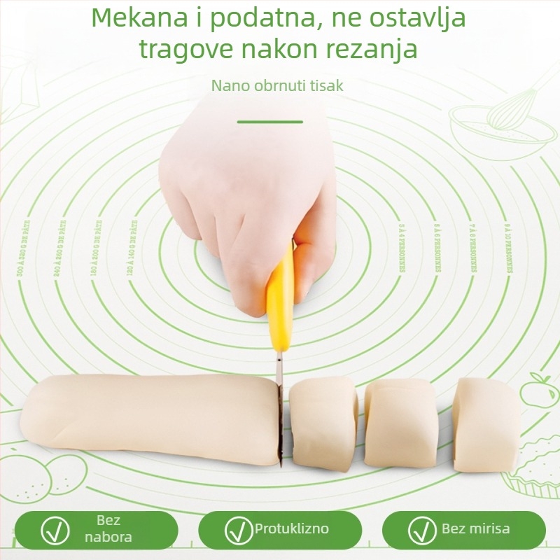 Silikonska podloga za mijesanje tijesta, prehrambene kvalitete, debela, protuklizna površina za kućnu kuhinju i pečenje