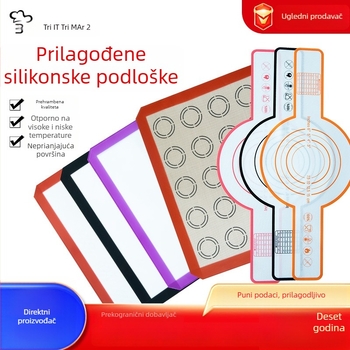 Tangyi silikonska podloga za mijesanje i pečenje s vlaknima stakla, 30×21 cm, 0,7 mm, narančasta