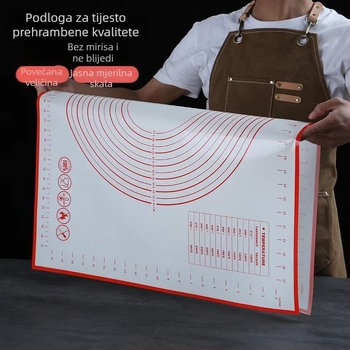 Velika silikonska podloga za miješenje tijesta, visoko otporna silikonska, za pečenje i razvlačenje tijesta, protuklizna i antiadhesivna