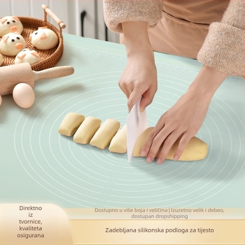Silikonska podloga za mijesanje tijesta, debela, prehrambene kvalitete, kuhinjska ploča za razvlačenje tijesta i rezanje