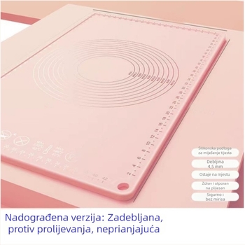 Silikonska podloga za mijesanje tijesta, debela, prehrambene kvalitete, kuhinjska ploča za razvlačenje tijesta i rezanje