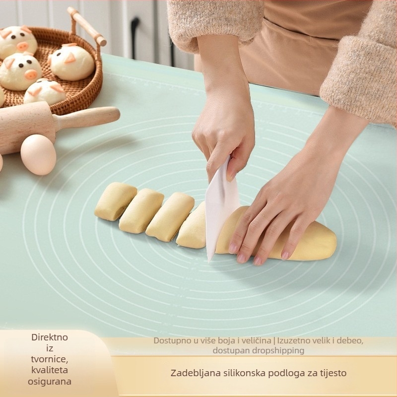 Silikonska podloga za mijesanje tijesta, debela, prehrambene kvalitete, kuhinjska ploča za razvlačenje tijesta i rezanje