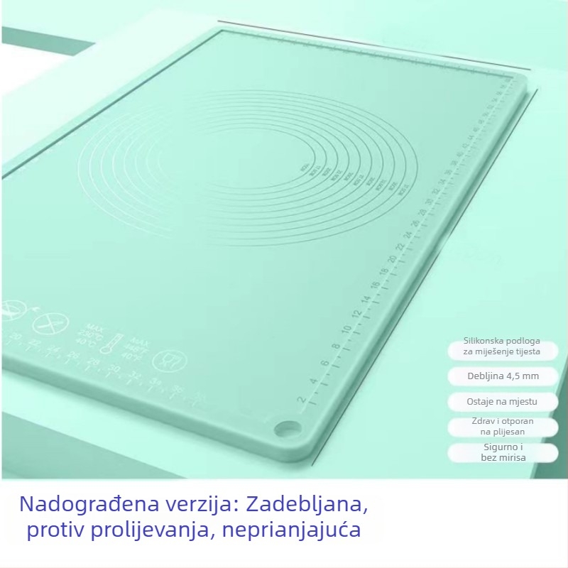 Silikonska podloga za mijesanje tijesta, debela, prehrambene kvalitete, kuhinjska ploča za razvlačenje tijesta i rezanje