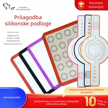 Silikonska podloga za mijesenje s dvije ručke, prehrambene kvalitete za tijesto za kruh, podloga za pećnicu i nizozemsko pečenje