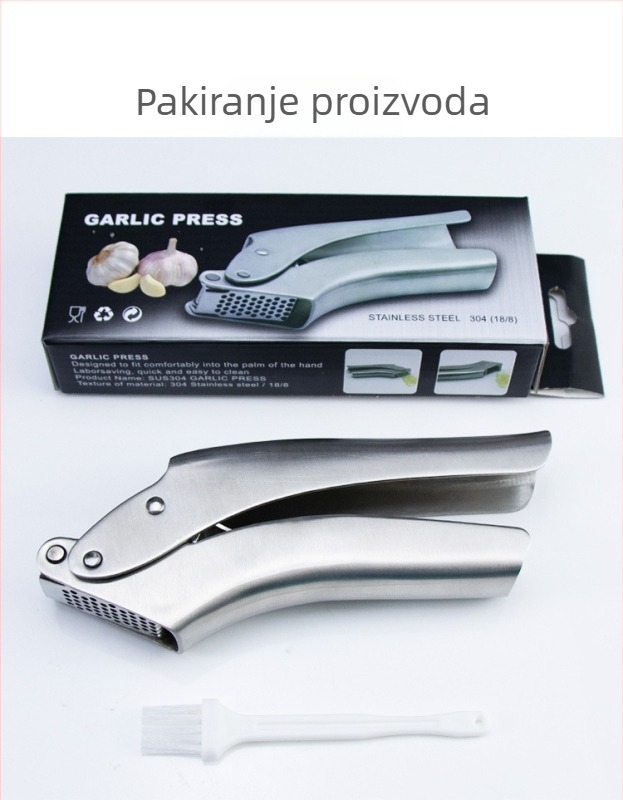 Česnjak preša od 304 nehrđajućeg čelika, ručna, velika, za zgnječenje češnjaka i oljuštenje, kuhinjski alat