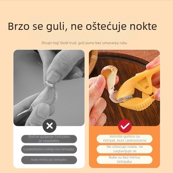 Ručni olupljivač češnjaka i pretiskač za češnjak, 430 nehrđajući čelik, dimenzije 13 x 5,2 cm, višefunkcijski kuhinjski alat