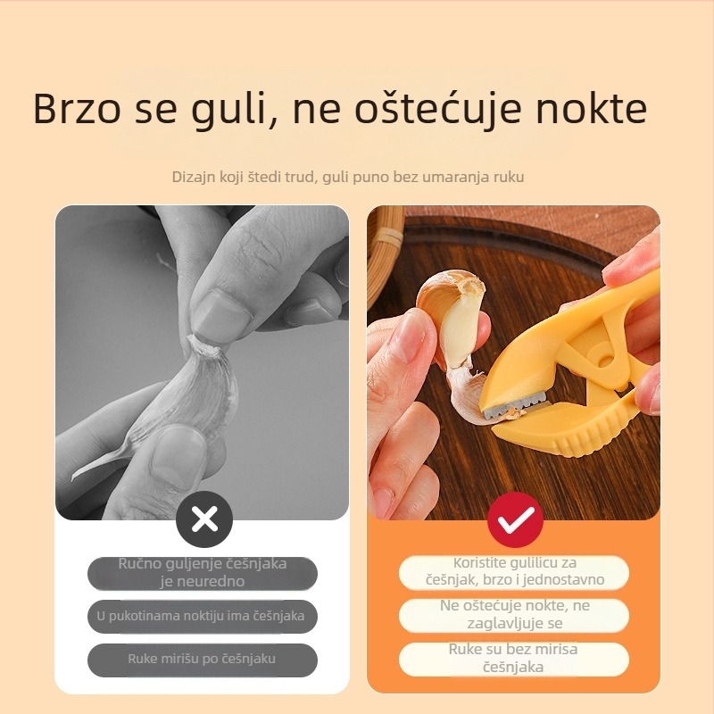 Ručni olupljivač češnjaka i pretiskač za češnjak, 430 nehrđajući čelik, dimenzije 13 x 5,2 cm, višefunkcijski kuhinjski alat