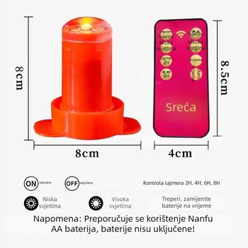 LED fitil za fenjer, s daljinskim upravljačem i tajmerom