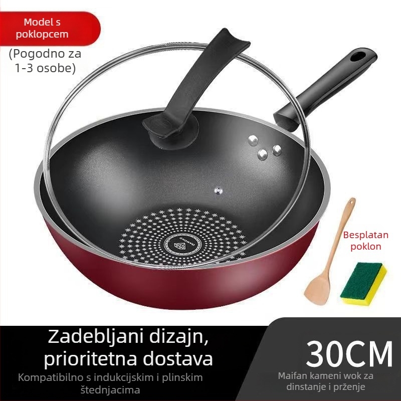 Tava Star Brick s neprijanjajućim premazom, ravno dno, višestruka upotreba, bez dimljenja, kompatibilna s indukcijskom i plinskom pločom, bez tragova