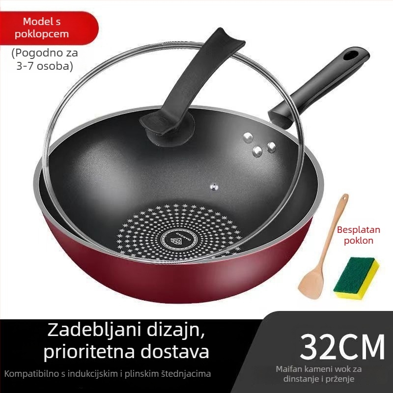 Tava Star Brick s neprijanjajućim premazom, ravno dno, višestruka upotreba, bez dimljenja, kompatibilna s indukcijskom i plinskom pločom, bez tragova