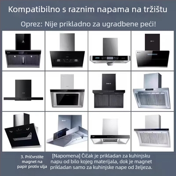 Jednokratni papir za apsorpciju ulja za kuhinjsku napa — deblji, otporan na visoke temperature, samoljepljiv, otporan na ulje