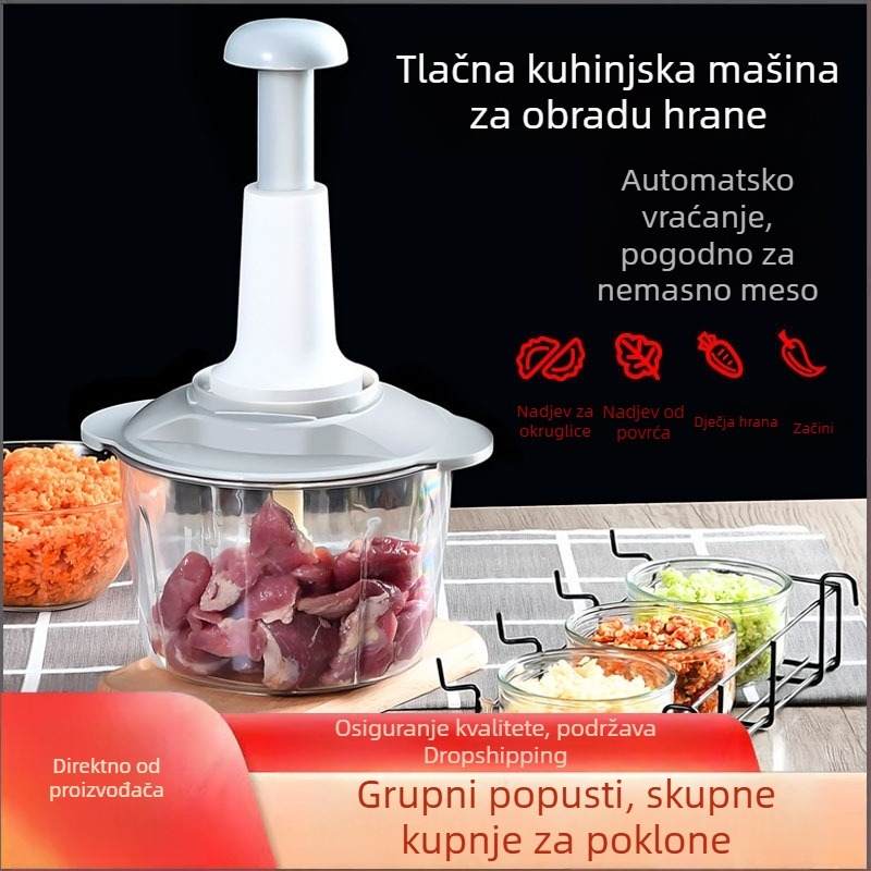 Ručna presa za češnjak i zgnječenje – višenamjenski kuhinjski alat, plastika za prehrambenu upotrebu