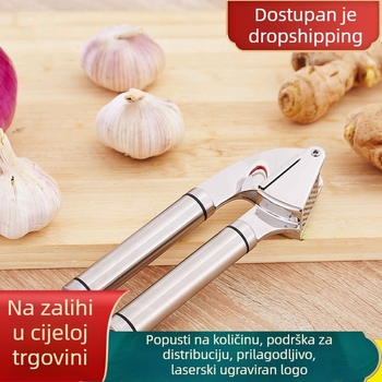 Presa za češnjak od nehrđajućeg čelika 304, ručni kuhinjski alat za češnjak, mljevač/gnječitelj češnjaka, oljuštivač i višenamjenski alat