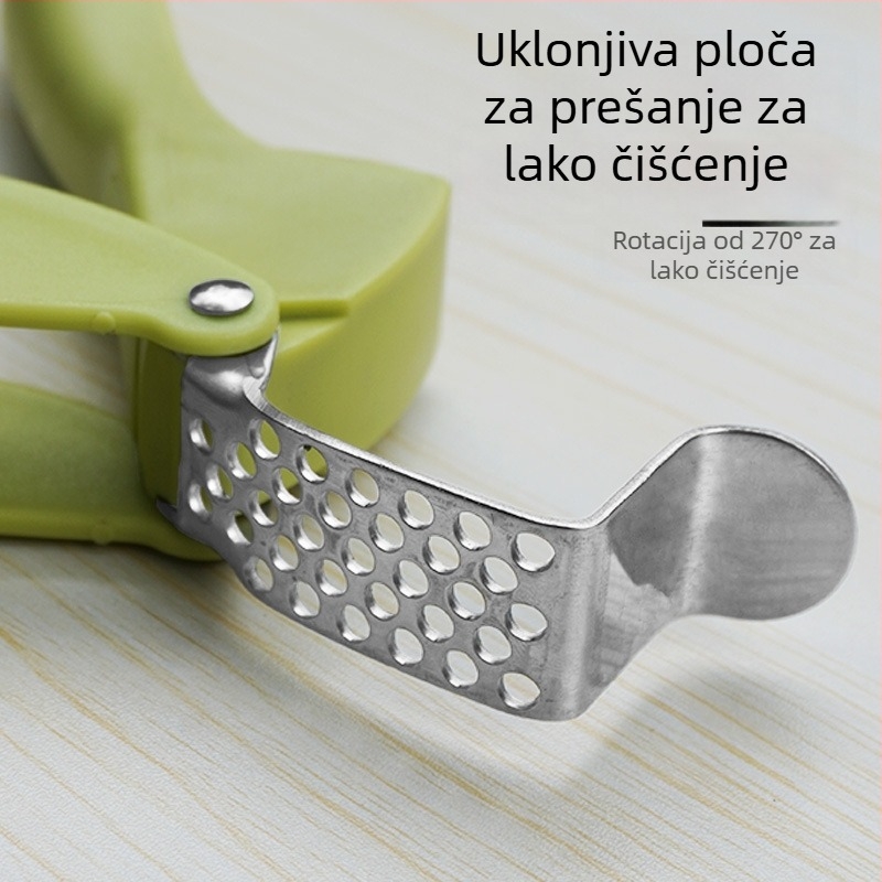 Ručna presa za češnjak od nehrđajućeg čelika, s oljuštivačem i mlincem za češnjak – za kućnu upotrebu