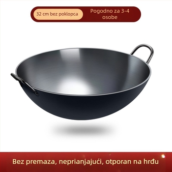 Zhangqiu lijevani wok s dvije ručke, velik i debeo, neprijanjajući, za kućnu i komercijalnu uporabu