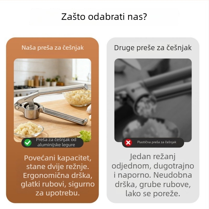 Ručna presica za češnjak i oluštivač, od aluminijske legure, kuhinski alat