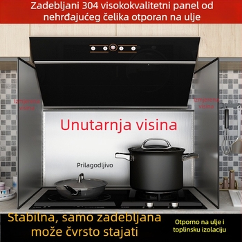 Kuhinjski štitnik od nehrđajućeg čelika protiv ulja, deblji, otporan na visoke temperature, izolacijska ploča za napa