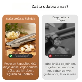 Ručna presa za češnjak od aluminijske legure, višenamjenski alat za usitnjavanje češnjaka, kreativni klip za češnjak