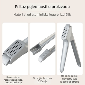 Ručna presa za češnjak od aluminijske legure, višenamjenski alat za usitnjavanje češnjaka, kreativni klip za češnjak