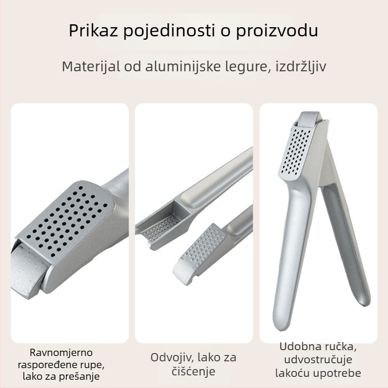 Ručna presa za češnjak od aluminijske legure, višenamjenski alat za usitnjavanje češnjaka, kreativni klip za češnjak