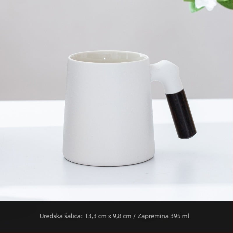 Keramička šalica za čaj s poklopcem i filtrom, drvena ručka, veliki kapacitet, personalizirani dar