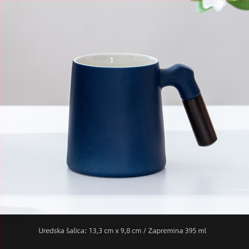 Keramička šalica za čaj s poklopcem i filtrom, drvena ručka, veliki kapacitet, personalizirani dar