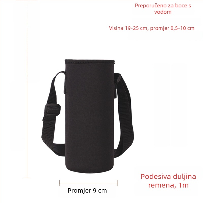 Držač za čašu s staklenom izolacijom, torba za bocu velike kapacitete, zaštitni omotač i kaiš protiv proklizavanja, za bocu 300–1500 ml
