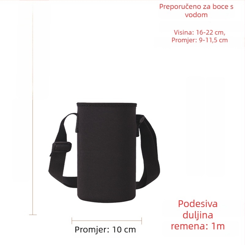 Držač za čašu s staklenom izolacijom, torba za bocu velike kapacitete, zaštitni omotač i kaiš protiv proklizavanja, za bocu 300–1500 ml