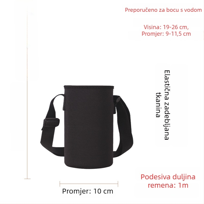 Držač za čašu s staklenom izolacijom, torba za bocu velike kapacitete, zaštitni omotač i kaiš protiv proklizavanja, za bocu 300–1500 ml
