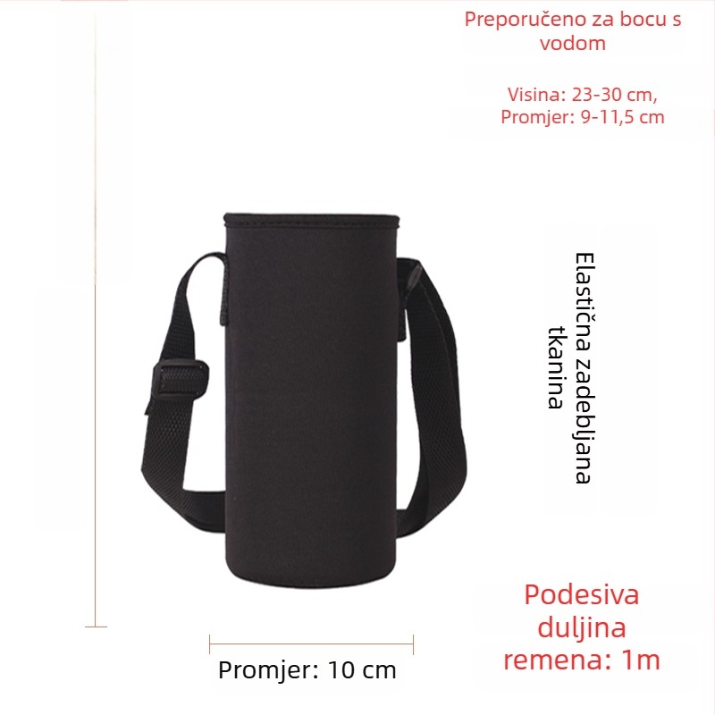 Držač za čašu s staklenom izolacijom, torba za bocu velike kapacitete, zaštitni omotač i kaiš protiv proklizavanja, za bocu 300–1500 ml