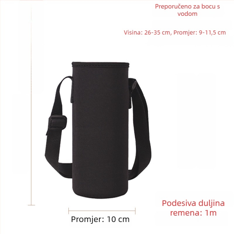 Držač za čašu s staklenom izolacijom, torba za bocu velike kapacitete, zaštitni omotač i kaiš protiv proklizavanja, za bocu 300–1500 ml