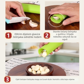 Silikonski olupivač češnjaka, ručni alat za guljenje i pritiskanje, s točkastim oblikom i zatvorenim dnom – kuhinjski gadget