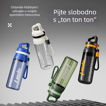 Muška vanjska biciklistička šalica s remenom, veliki kapacitet, otporna na visoke temperature, prijenosna plastična šalica sa slamkom