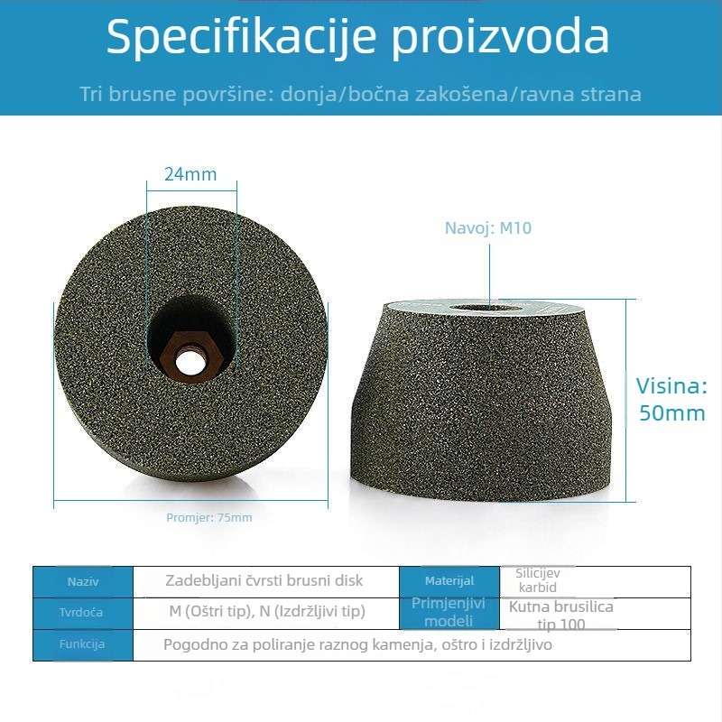 Prošireni kameninski brusni kotač s dijamantom za granit i kamen, disk za poliranje, zeleni karbid silicija