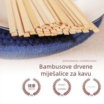 Jednokratni bambus štapići za miješanje kave s okruglom glavom, pojedinačno pakirani, duljine 11 cm, 14 cm i 18 cm
