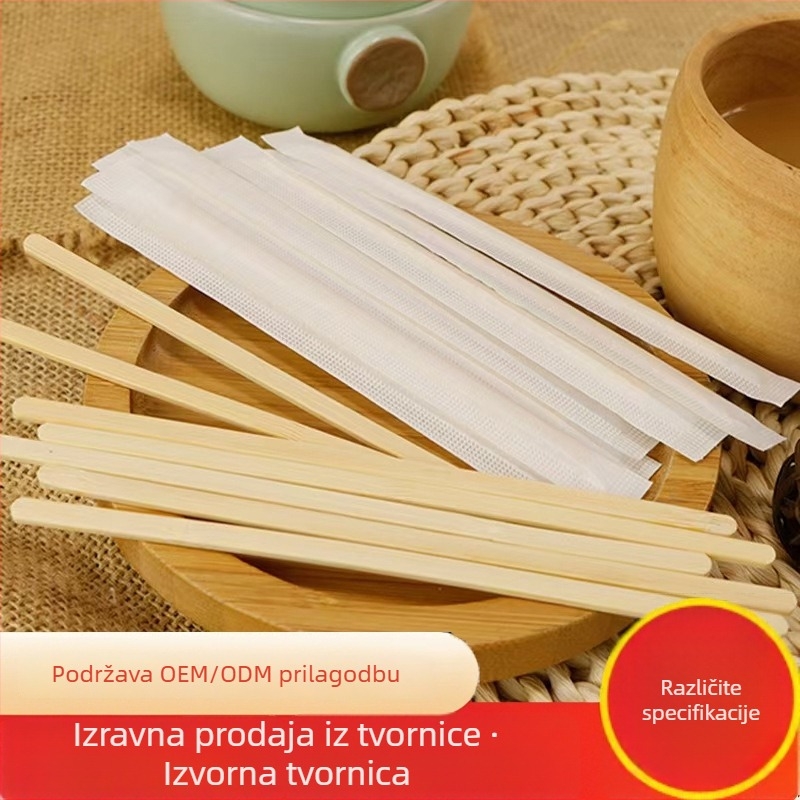 Jednokratni bambus štapići za miješanje kave s okruglom glavom, pojedinačno pakirani, duljine 11 cm, 14 cm i 18 cm