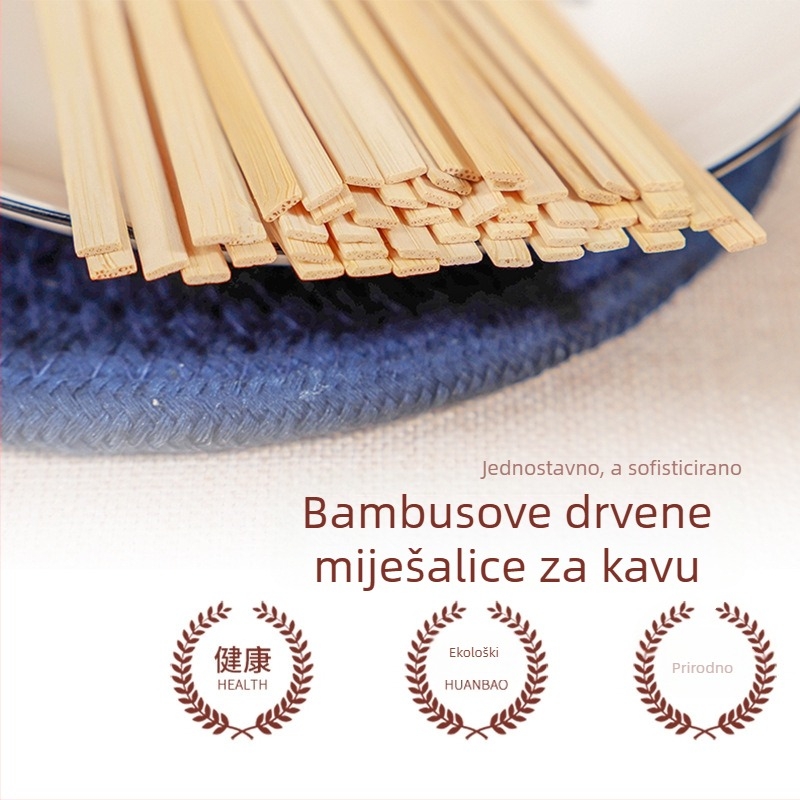 Jednokratni bambus štapići za miješanje kave s okruglom glavom, pojedinačno pakirani, duljine 11 cm, 14 cm i 18 cm