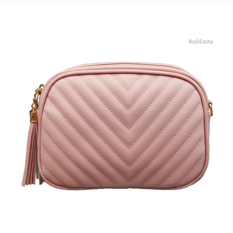 Ženska crossbody torba s lancem, izvezenim resicama, PU materijal, mali kvadratni oblik