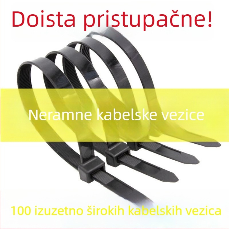 Vanjske crne najlonske zip-veze za kabeli, UV-otpornost, extra-velike, široke i debele, za vezivanje u vrtu, GB standard